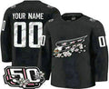 Custom W.Capitals Black 50th Anniversary Authentic Stitched American Hockey Jerseys