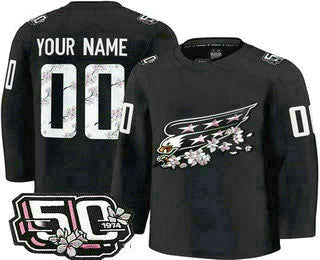 Custom W.Capitals Black 50th Anniversary Authentic Stitched American Hockey Jerseys