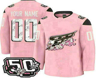 Custom W.Capitals Pink 50th Anniversary Authentic Stitched American Hockey Jerseys