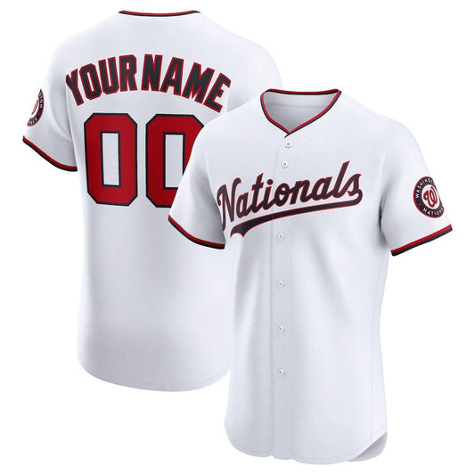 Custom Washington Nationals Home Elite Jersey ¨C White Stitched Baseball Jersey