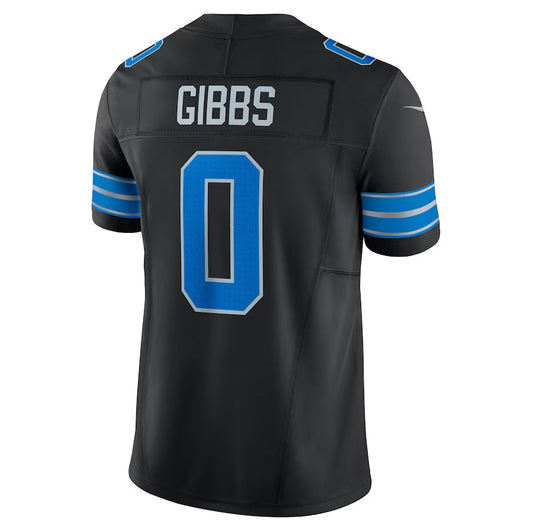 D.Lions #0 Jahmyr Gibbs Black 2nd Alternate Vapor F.U.S.E. Limited American Football Jerseys
