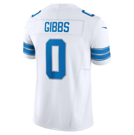 D.Lions #0 Jahmyr Gibbs White Vapor F.U.S.E. Limited American Football Jerseys