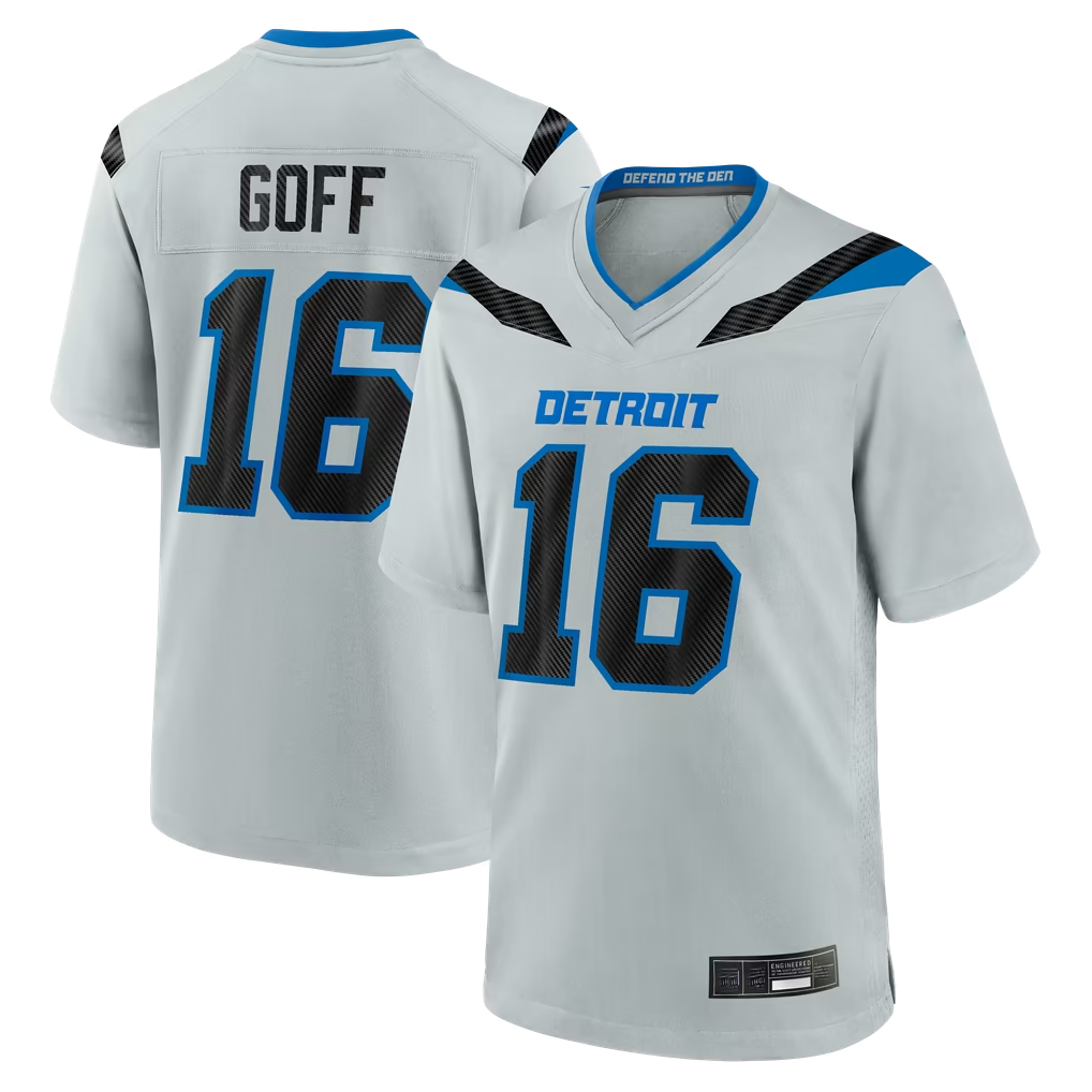 Reast D.Lions #16 Jared Goff Silver 2026 Rivalries Collection Game Stitched Jerseys