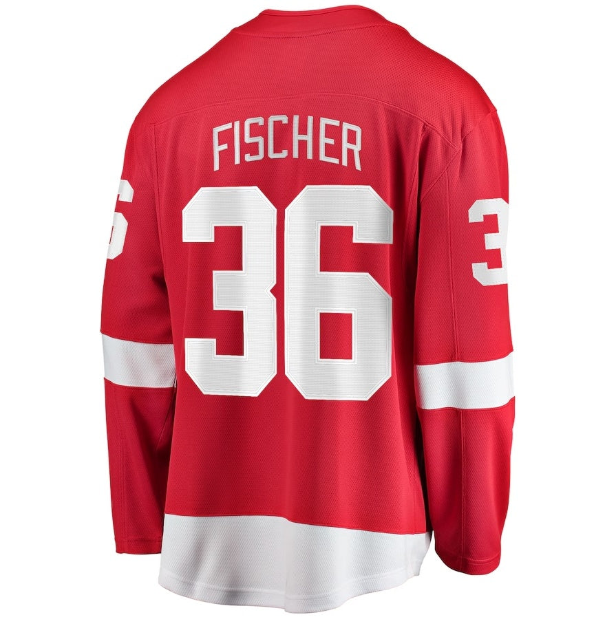 D.Red Wings #36 Christian Fischer Supporters Home Breakaway Jersey - Red Stitched American Hockey Jerseys