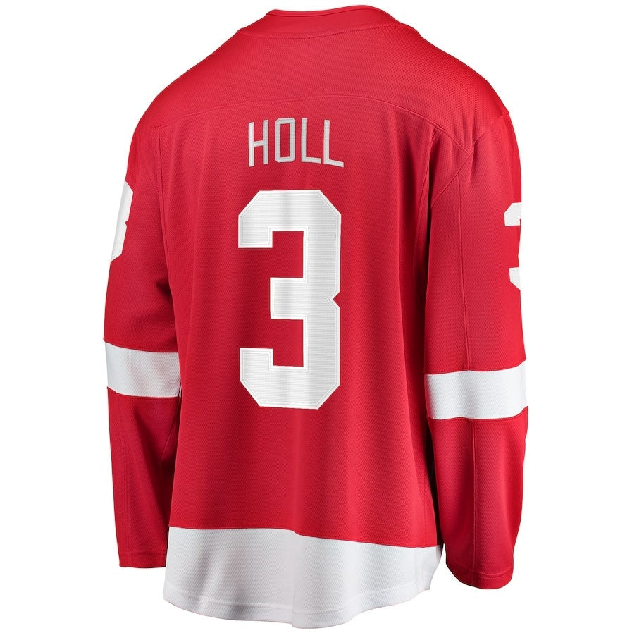 D.Red Wings #3 Justin Holl Supporters Home Breakaway Jersey - Red Stitched American Hockey Jerseys