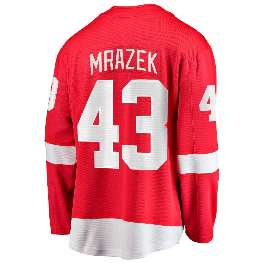 D.Red Wings #43 Petr Mrazek Supporters Home Breakaway Jersey - Red Stitched American Hockey Jerseys