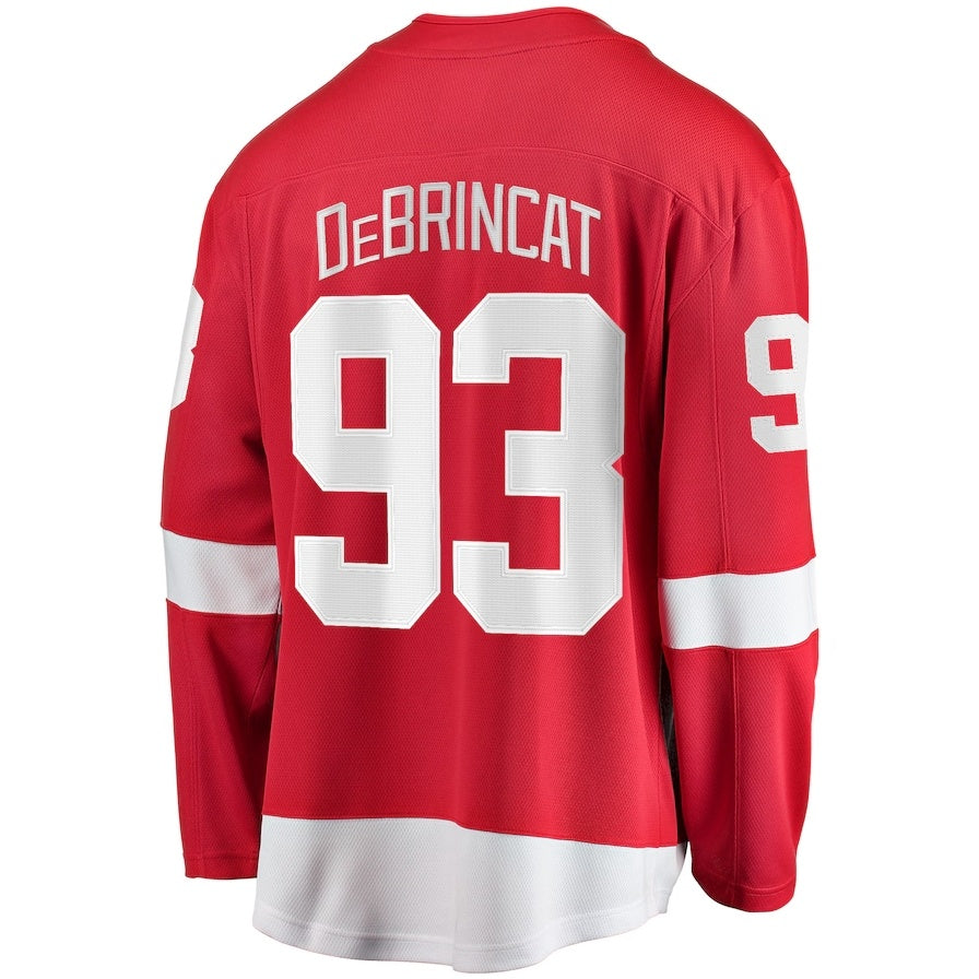 D.Red Wings #93 Alex DeBrincat Supporters Home Premier Breakaway Player Jersey - Red Stitched American Hockey Jerseys