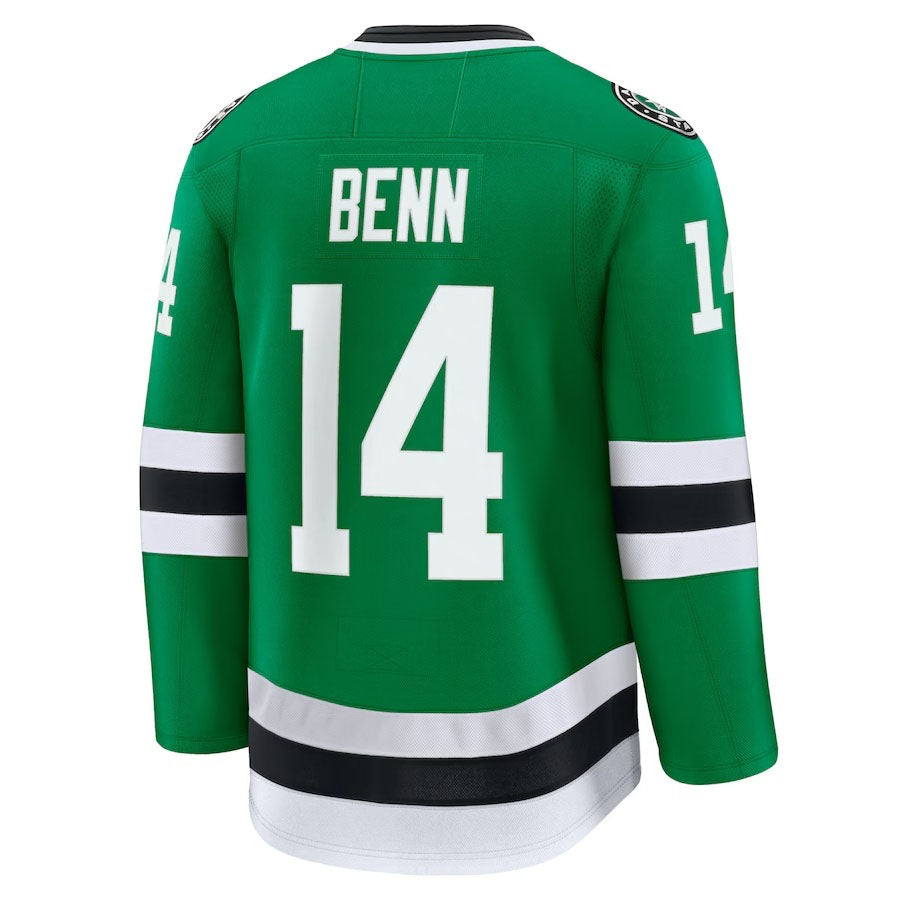 D.Stars #14 Jamie Benn Supporters Home Premium Jersey - Kelly Green Stitched American Hockey Jerseys