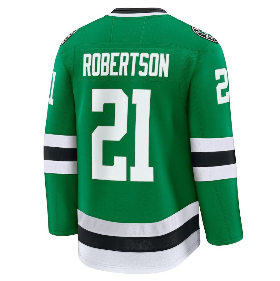 D.Stars #21 Jason Robertson Supporters Home Premium Jersey - Kelly Green Stitched American Hockey Jerseys