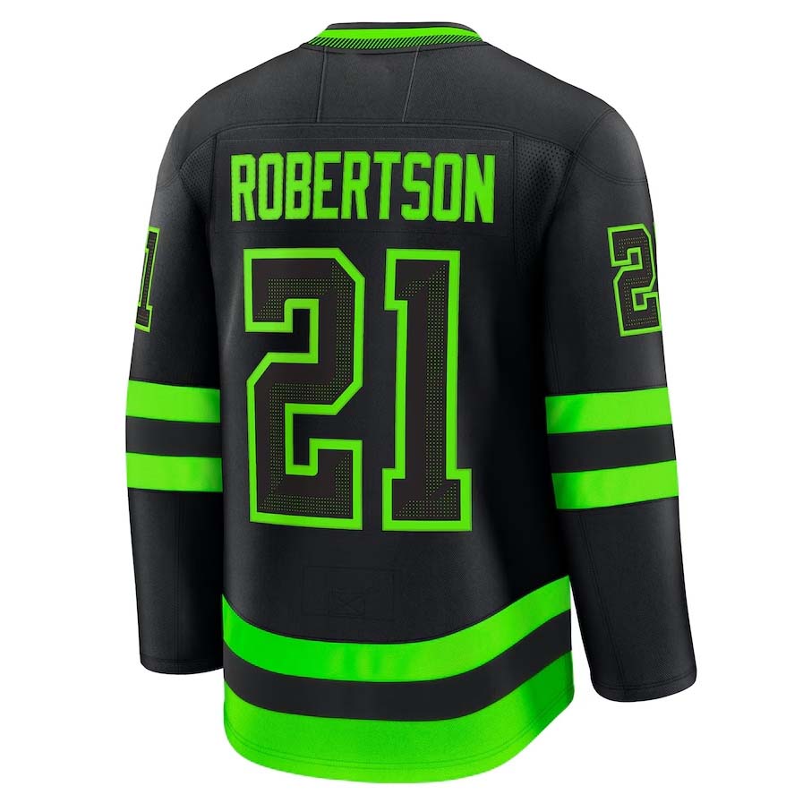 D.Stars #21 Jason Robertson Supporters Alternate Premium Jersey - Black Stitched American Hockey Jerseys