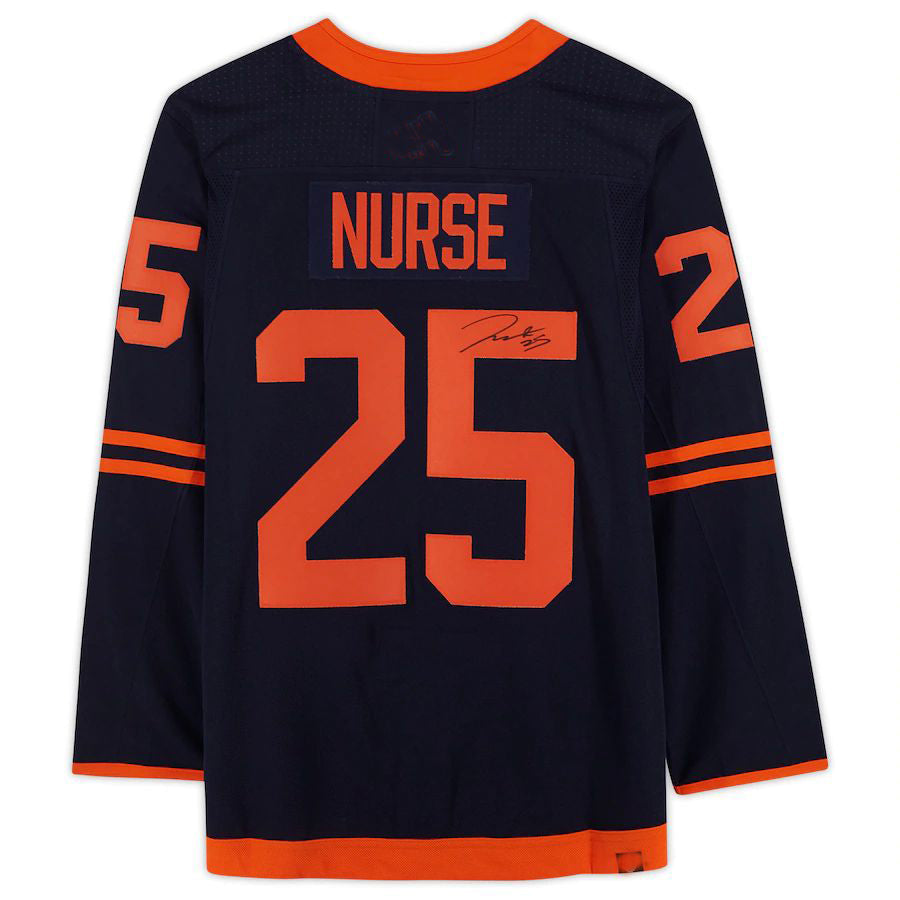 E.Oilers #25 Darnell Nurse Supporters Authentic Autographed Alternate Jersey Navy Stitched American Hockey Jerseys