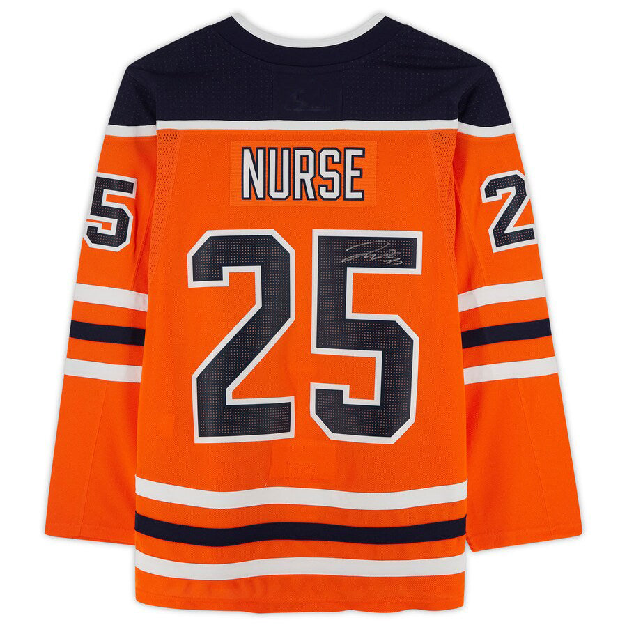 E.Oilers #25 Darnell Nurse Supporters Authentic Autographed Jersey Orange Stitched American Hockey Jerseys