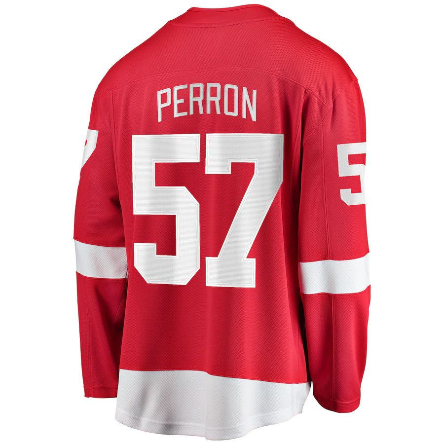 D.Red Wings #57 David Perron Supporters Branded Home Breakaway Player Jersey Red Stitched American Hockey Jerseys