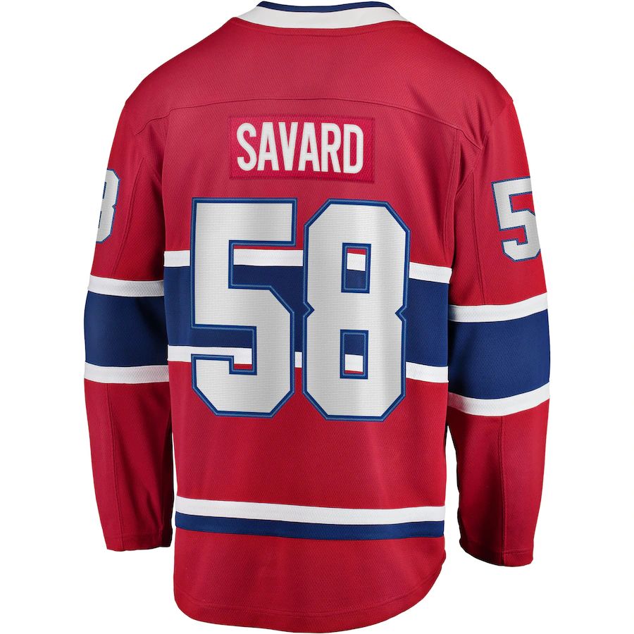 M.Canadiens #58 David Savard Supporters Branded Home Breakaway Player Jersey Red Stitched American Hockey Jerseys