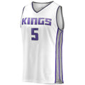 S.Kings #5 De'Aaron Fox Fanatics Branded Fast Break Player Replica Jersey Association Edition White Stitched American Basketball Jersey