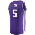 S.Kings #5 De'Aaron Fox Fanatics Branded Fast Break Player Replica Jersey  Icon Edition Purple Stitched American Basketball Jersey