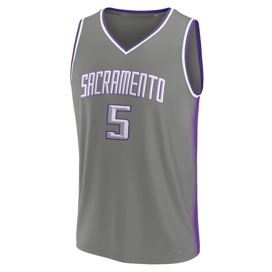 S.Kings #5 De'Aaron Fox Fanatics Branded Fastbreak Jersey City Edition Gray Stitched American Basketball Jersey
