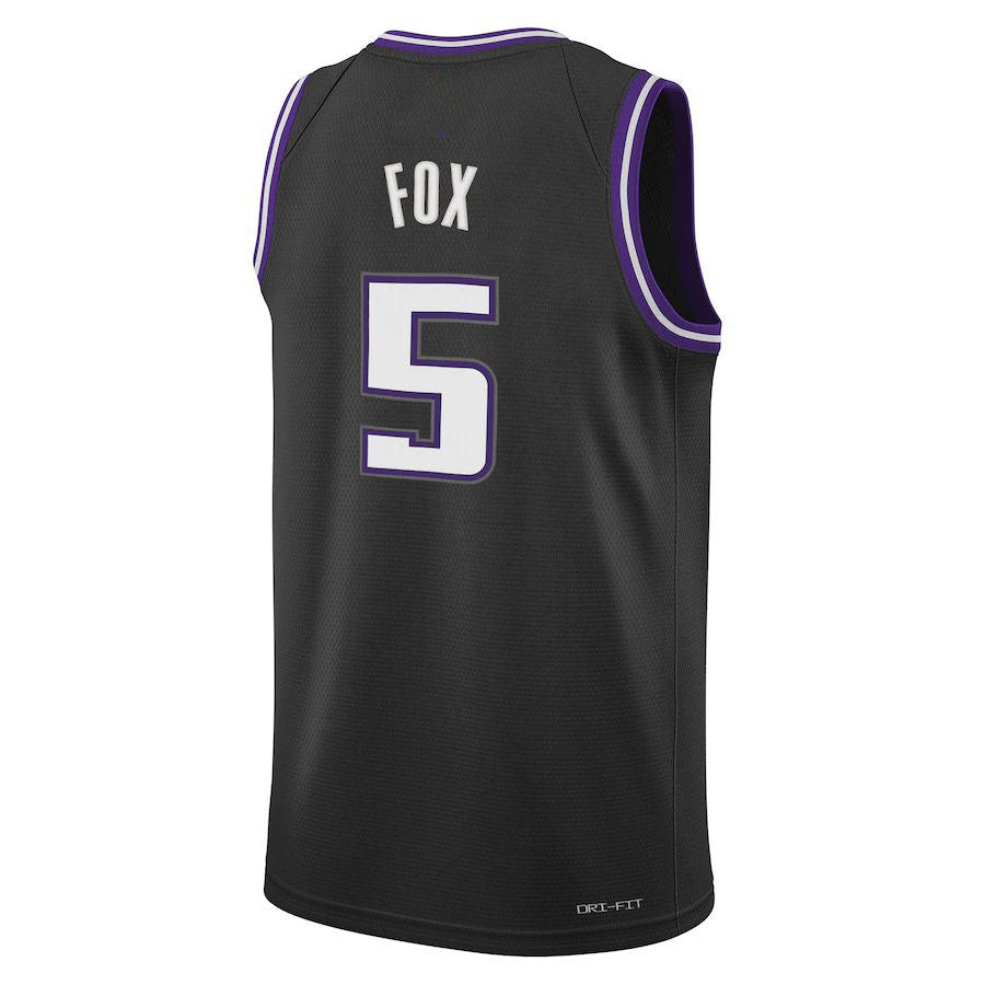 S.Kings #5 De'Aaron Fox Swingman Jersey  City Edition Black Statement Edition Stitched American Basketball Jersey
