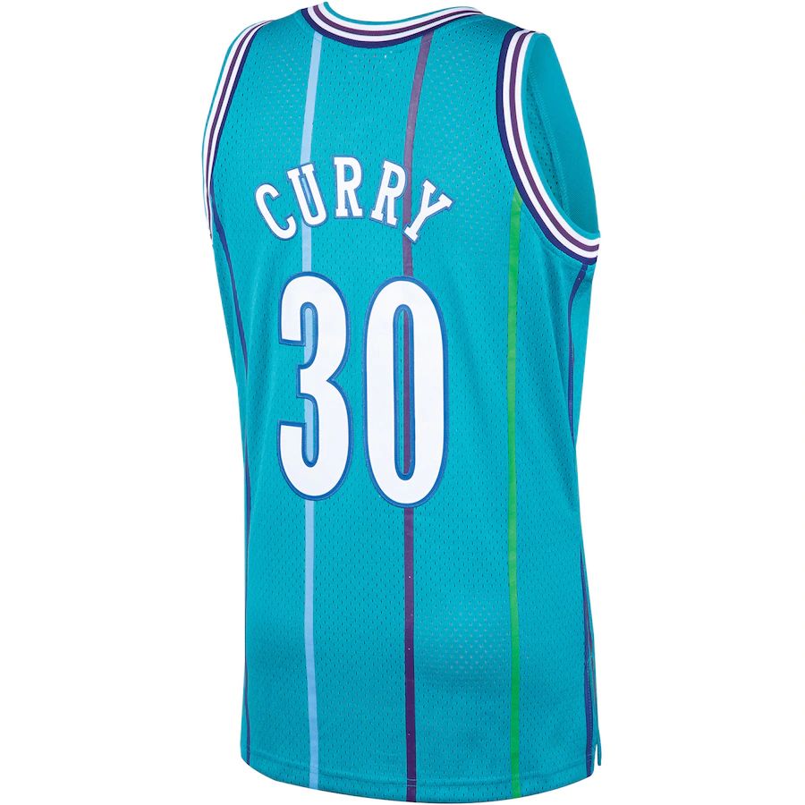C.Hornets #30 Dell Curry Mitchell & Ness 1992-93 Hardwood Classics Swingman Player Jersey Teal Stitched American Basketball Jersey