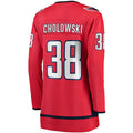 W.Capitals #38 Dennis Cholowski Supporters Branded Home Breakaway Player Jersey  Red Stitched American Hockey Jerseys