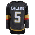 V.Golden Knights #5 Deryk Engelland Supporters Authentic Autographed Black Gray Stitched American Hockey Jerseys
