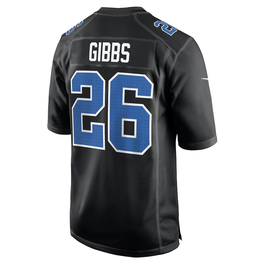 D.Lions #26 Jahmyr Gibbs Carbon Black Fashion Stitched American Football Jerseys