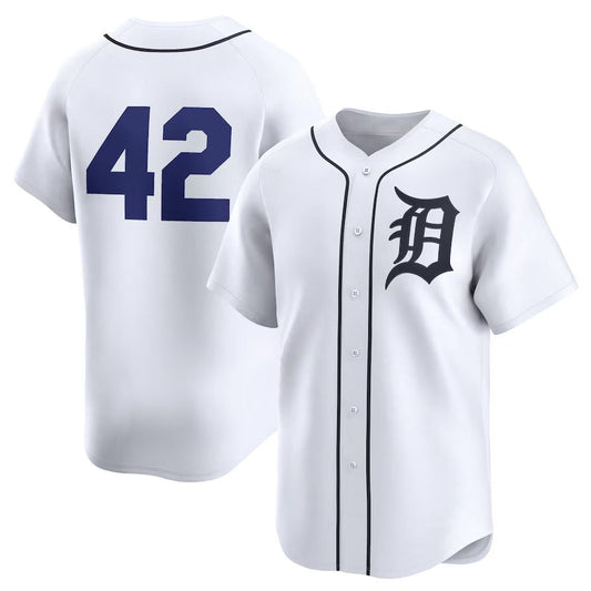 Detroit Tigers 2024 #42 Jackie Robinson Day Home Limited Jersey ¨C White Stitches Baseball Jerseys
