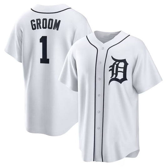 Detroit Tigers #1 Groom Home Replica Jersey - White Stitched Baseball Jersey