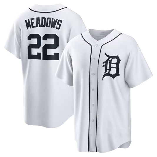 Detroit Tigers #22 Parker Meadows Home Replica Jersey - White Stitched Baseball Jersey