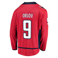 W.Capitals #9 Dmitry Orlov Supporters Branded Home Breakaway Player Jersey Red Stitched American Hockey Jerseys