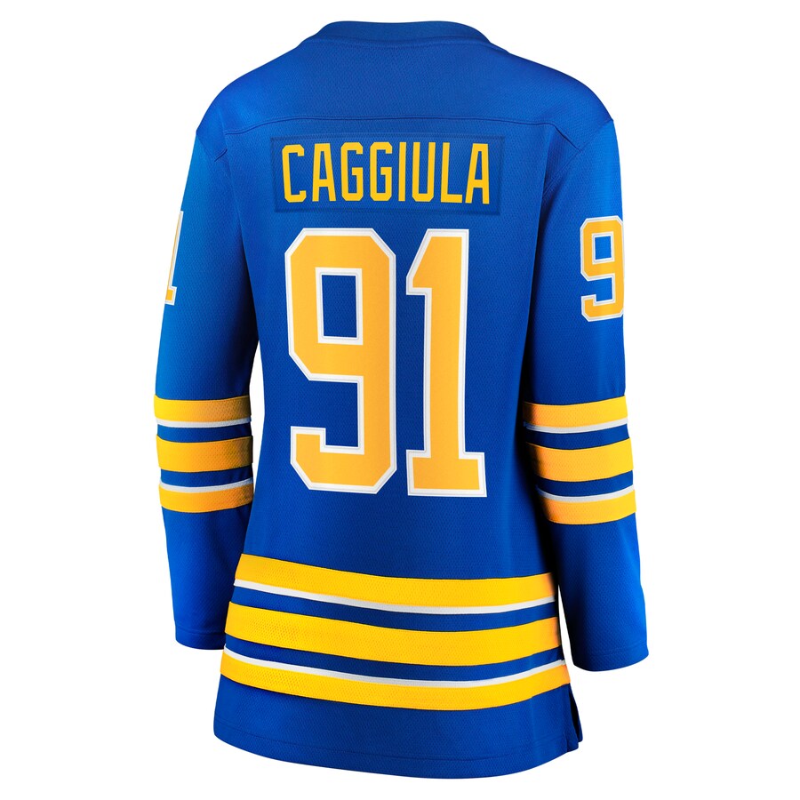 B.Sabres #91 Drake Caggiula Supporters Branded Home Breakaway Player Jersey Royal Stitched American Hockey Jerseys