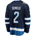 W.Jets #2 Dylan DeMelo Supporters Branded Breakaway Player Jersey Navy Stitched American Hockey Jerseys