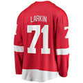 D.Red Wings #71 Dylan Larkin Supporters Branded Home Captain Premier Breakaway Player Jersey Red Stitched American Hockey Jerseys