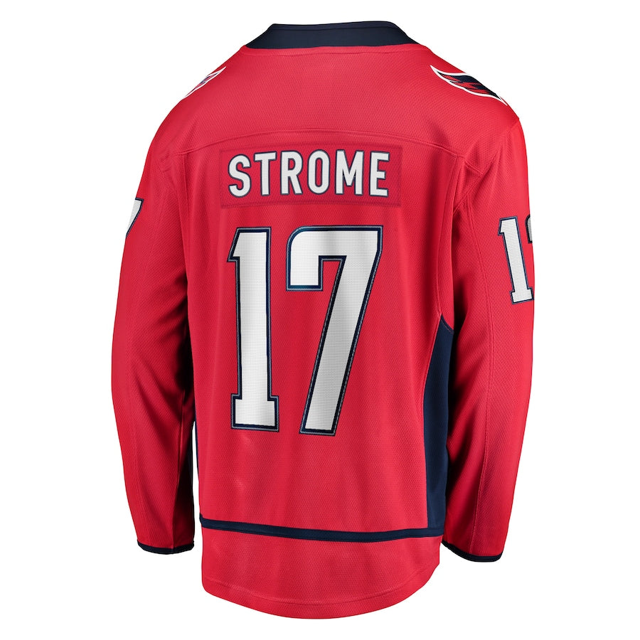 W.Capitals #17 Dylan Strome Supporters Branded Home Breakaway Player Jersey  Red Stitched American Hockey Jerseys