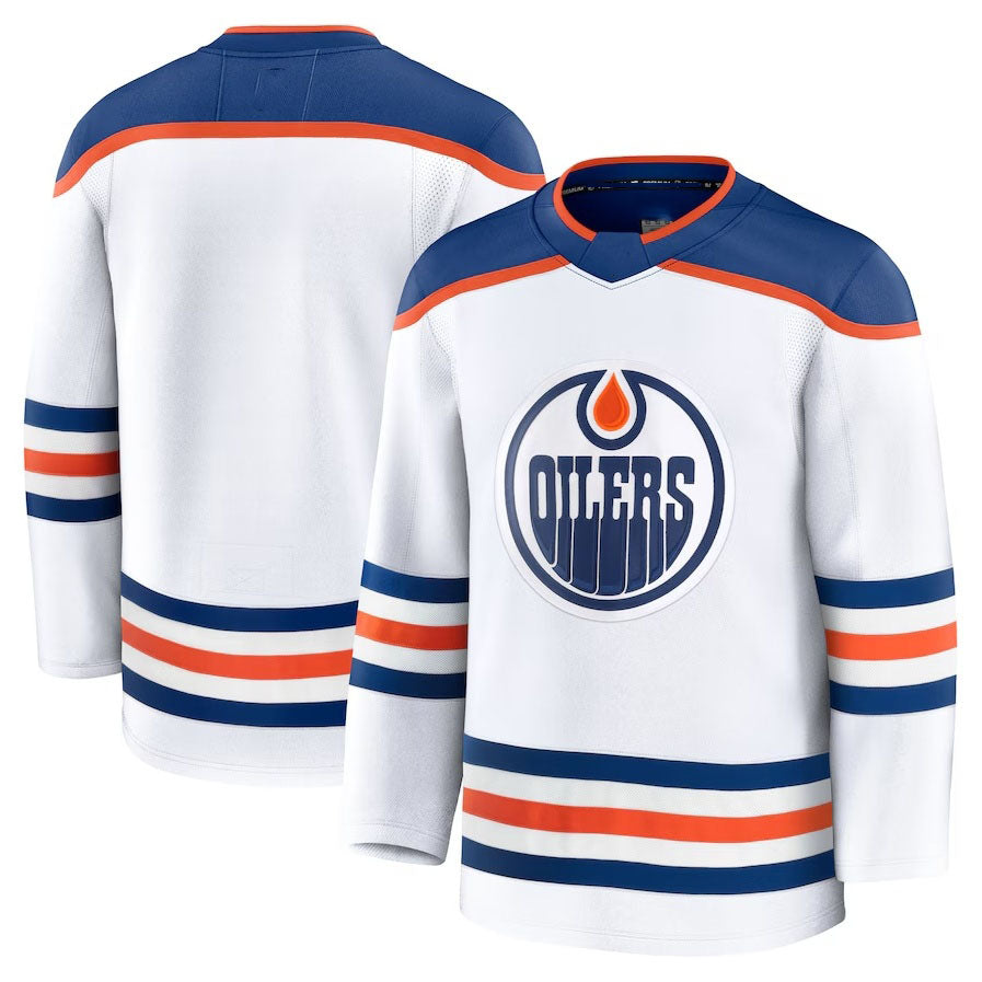 E.Oilers Supporters Away Premium Jersey - White Stitched American Hockey Jerseys