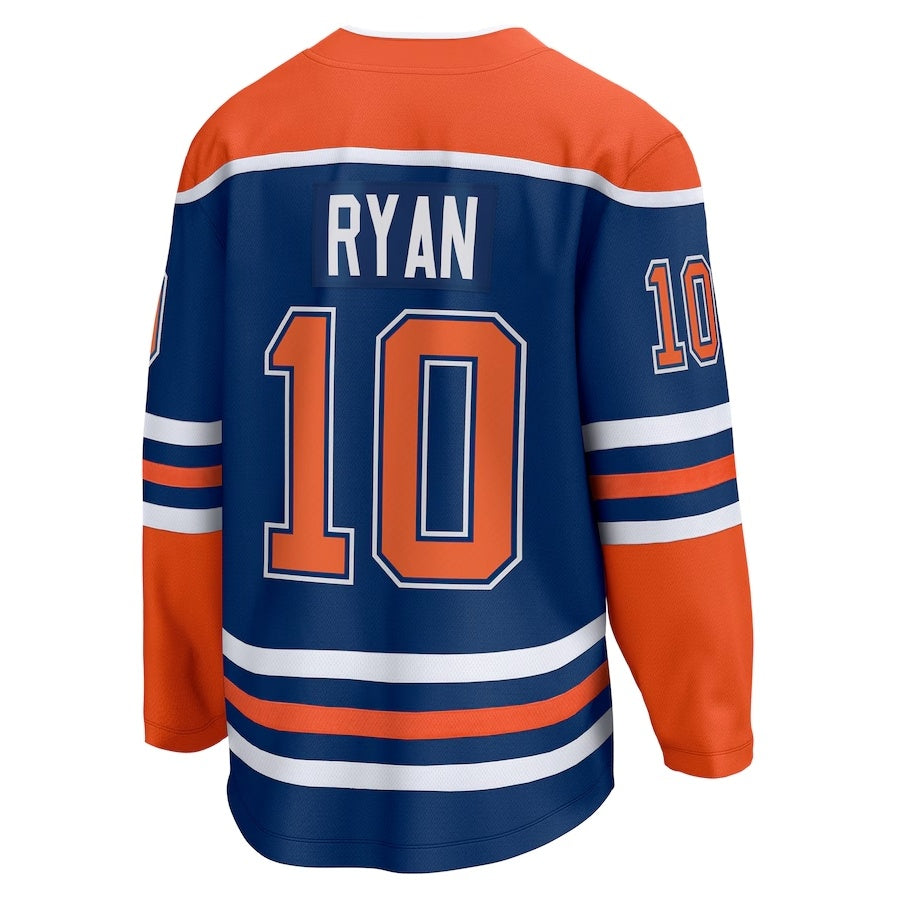 E.Oilers #10 Derek Ryan Supporters Home Breakaway Jersey - Royal Stitched American Hockey Jerseys