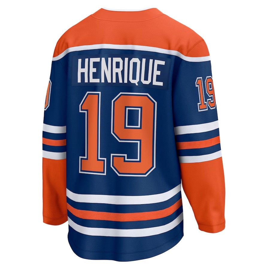 E.Oilers #19 Adam Henrique Supporters Home Breakaway Jersey - Royal Stitched American Hockey Jerseys