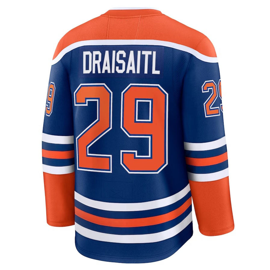 E.Oilers #29 Leon Draisaitl Supporters Home Premium Jersey - Royal Stitched American Hockey Jerseys