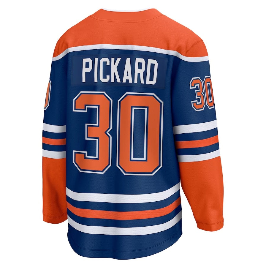 E.Oilers #30 Calvin Pickard Supporters Home Premier Breakaway Player Jersey - Royal Stitched American Hockey Jerseys