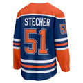 E.Oilers #51 Troy Stecher Supporters Home Premier Breakaway Player Jersey - Royal Stitched American Hockey Jerseys