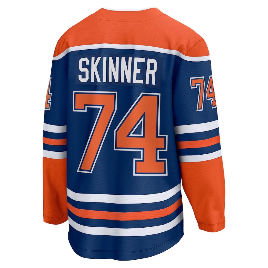 E.Oilers #74 Stuart Skinner Supporters Home Breakaway Player Jersey - Royal Stitched American Hockey Jerseys