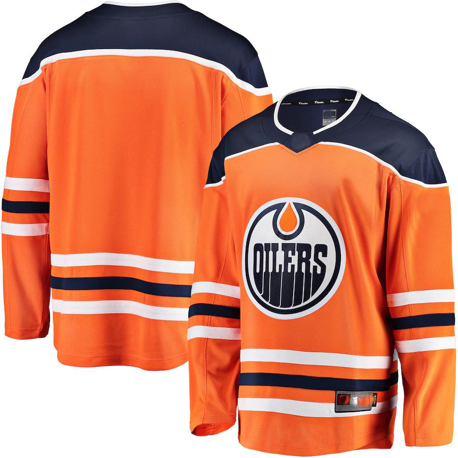 E.Oilers Home Supporters Branded Breakaway Home Jersey Orange Stitched American Hockey Jerseys