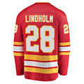 C.Flames #28 Elias Lindholm Supporters Branded Home Team Breakaway Player Jersey Red Stitched American Hockey Jerseys