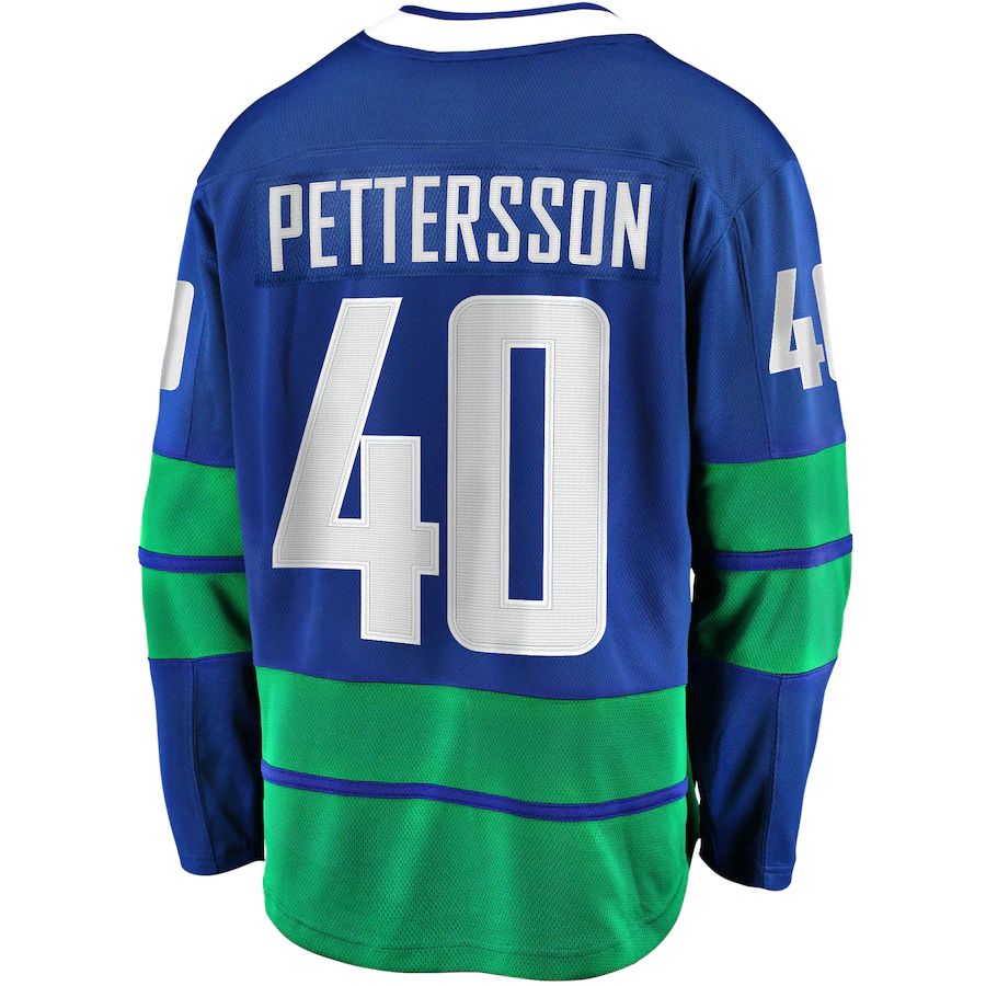 V.Canucks #40 Elias Pettersson Supporters Branded 2019-20 Alternate Premier Breakaway Player Jersey Blue Stitched American Hockey Jerseys
