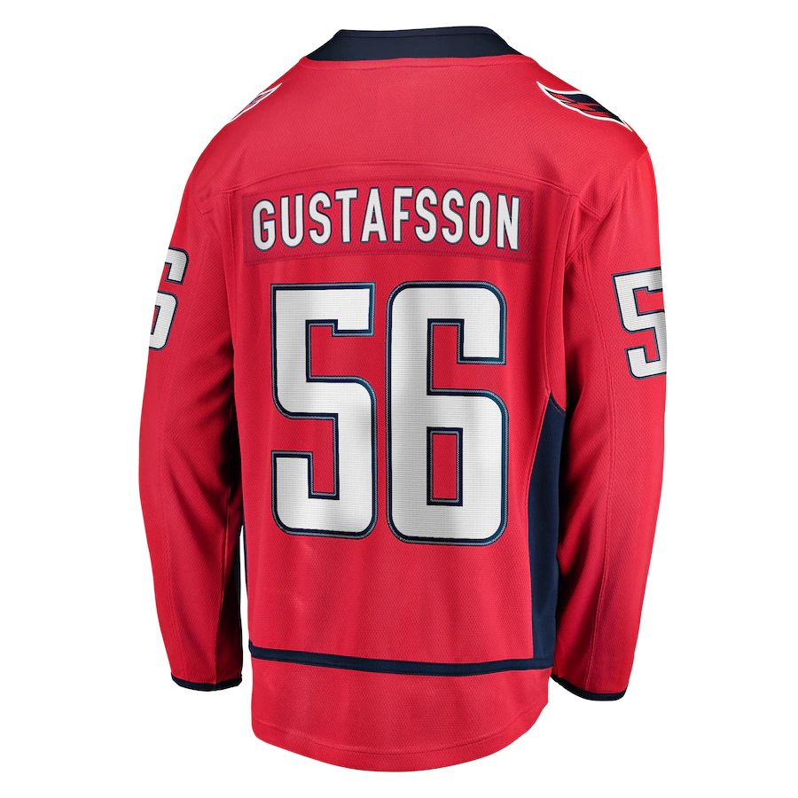 W.Capitals #56 Erik Gustafsson Supporters Branded Home Breakaway Player Jersey Red Stitched American Hockey Jerseys