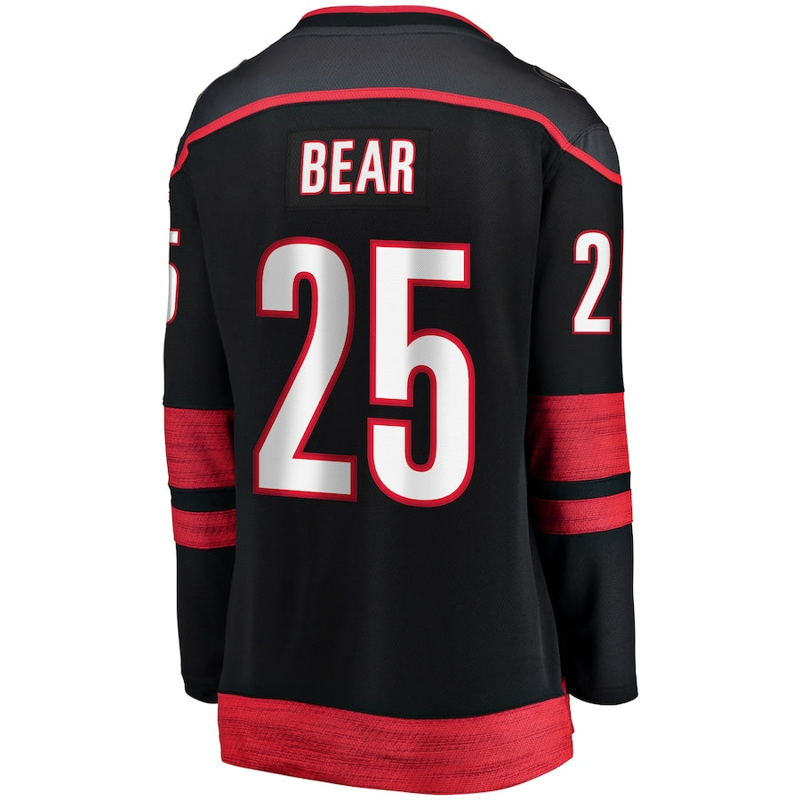 C.Hurricanes #25 Ethan Bear Supporters Branded Home Breakaway Player Jersey Black Stitched American Hockey Jerseys
