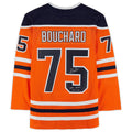 E.Oilers #75 Evan Bouchard Supporters Authentic Autographed with Debut 10-6-18 Inscription  Orange Stitched American Hockey Jerseys