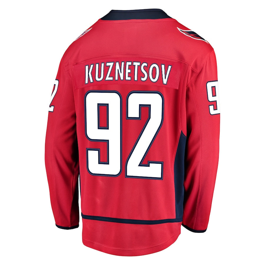 W.Capitals #92 Evgeny Kuznetsov Supporters Branded Home Breakaway Player Jersey Red Stitched American Hockey Jerseys