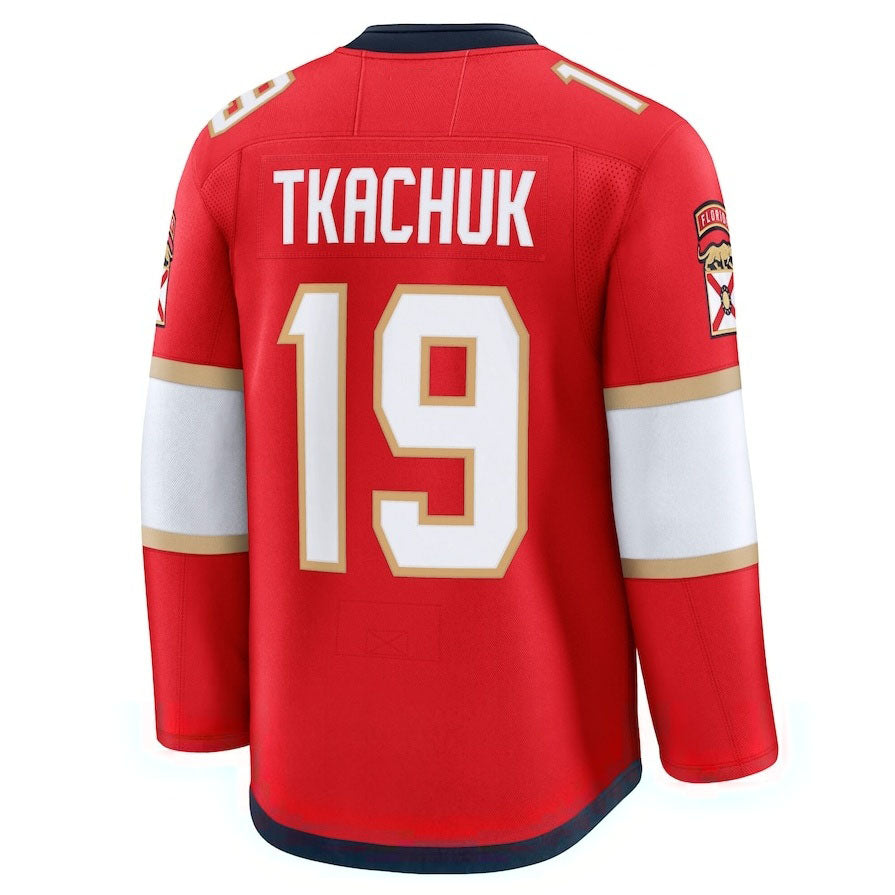 F.Panthers #19 Matthew Tkachuk Supporters Home Premium Jersey - Red Stitched American Hockey Jerseys