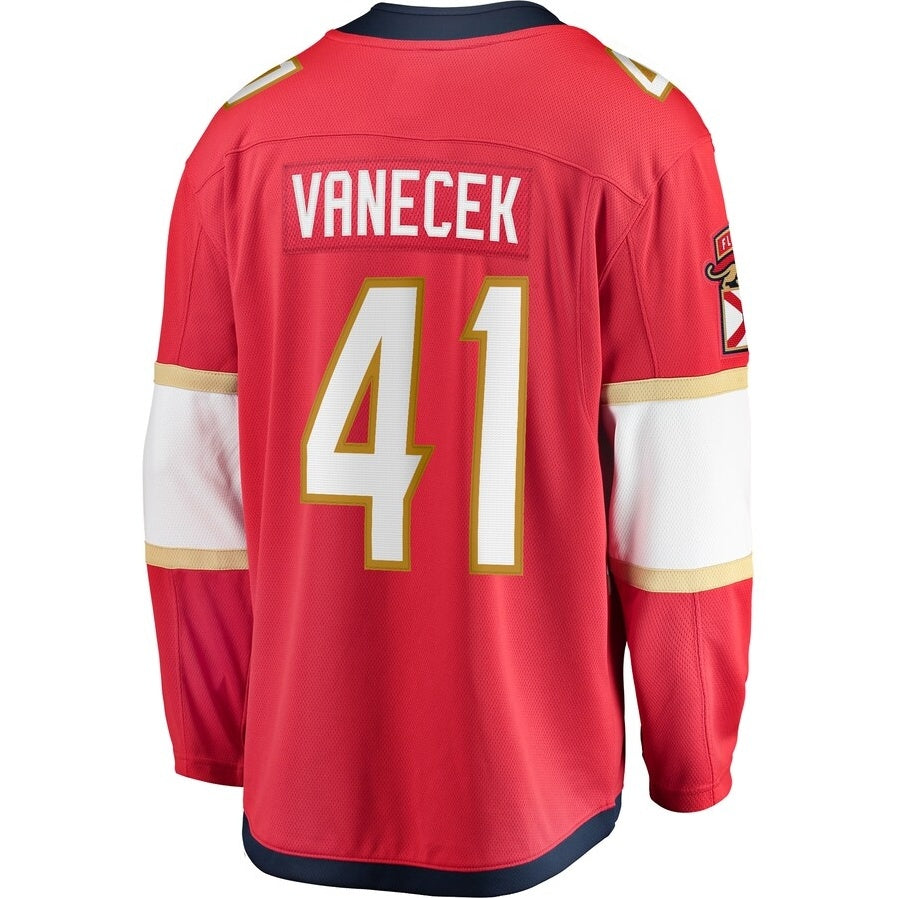 F.Panthers #41 Vitek Vanecek Supporters Home Breakaway Jersey - Red Stitched American Hockey Jerseys